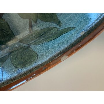 ANTICO PIATTO PARATA CERAMICA Lodigiana DECORO UCCELLI SMALTO POLICROMO