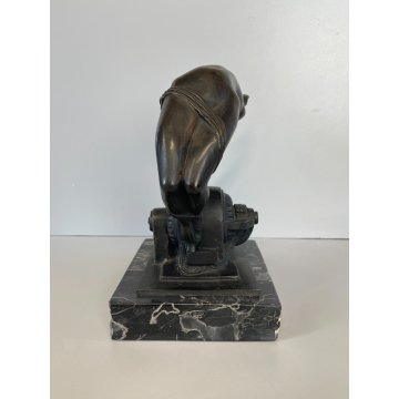 SCULTURA BRONZO NUDO DONNA FIRMATA ALBERTO GIACOMASSO "Diving Nude" BASE MARMO