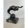 SCULTURA BRONZO NUDO DONNA FIRMATA ALBERTO GIACOMASSO "Diving Nude" BASE MARMO