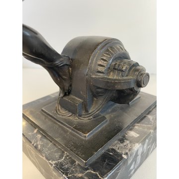 SCULTURA BRONZO NUDO DONNA FIRMATA ALBERTO GIACOMASSO "Diving Nude" BASE MARMO