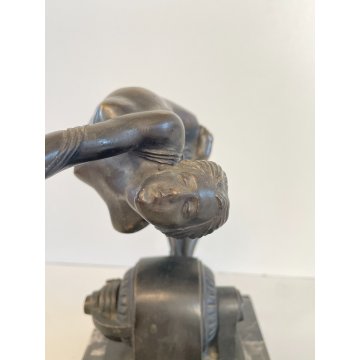 SCULTURA BRONZO NUDO DONNA FIRMATA ALBERTO GIACOMASSO "Diving Nude" BASE MARMO