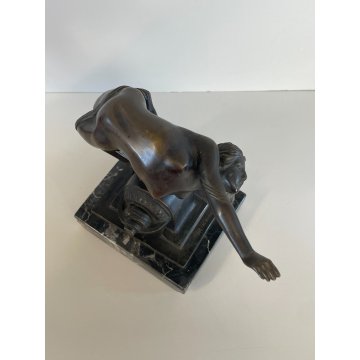 SCULTURA BRONZO NUDO DONNA FIRMATA ALBERTO GIACOMASSO "Diving Nude" BASE MARMO