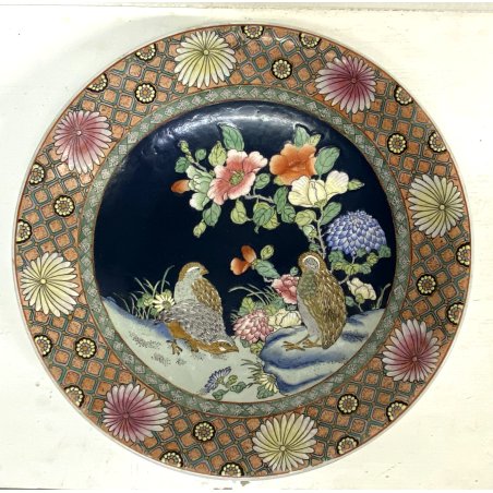 PIATTO DECORATIVO CENTROTAVOLA BOWL  PORCELLANA UCCELLI MOTIVI FLOREALI CINA 900