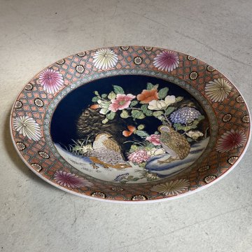PIATTO DECORATIVO CENTROTAVOLA BOWL  PORCELLANA UCCELLI MOTIVI FLOREALI CINA 900