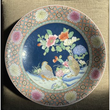 PIATTO DECORATIVO CENTROTAVOLA BOWL  PORCELLANA UCCELLI MOTIVI FLOREALI CINA 900