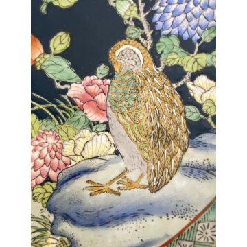 PIATTO DECORATIVO CENTROTAVOLA BOWL  PORCELLANA UCCELLI MOTIVI FLOREALI CINA 900