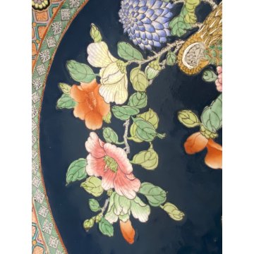 PIATTO DECORATIVO CENTROTAVOLA BOWL  PORCELLANA UCCELLI MOTIVI FLOREALI CINA 900