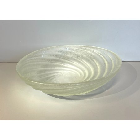 ANTICO VASSOIO CENTROTAVOLA VETRO MURANO ACIDATO STRASPARENTE CONCHIGLIA SPIRALE