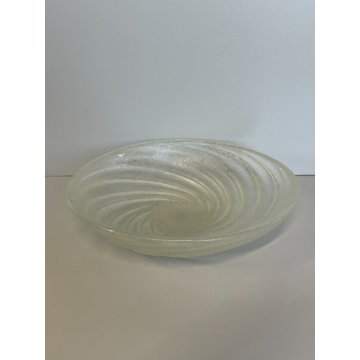 ANTICO VASSOIO CENTROTAVOLA VETRO MURANO ACIDATO STRASPARENTE CONCHIGLIA SPIRALE