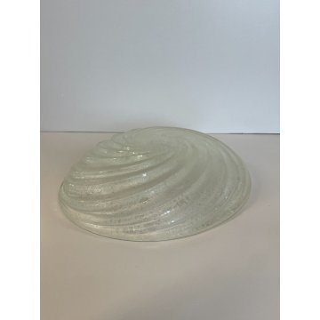ANTICO VASSOIO CENTROTAVOLA VETRO MURANO ACIDATO STRASPARENTE CONCHIGLIA SPIRALE