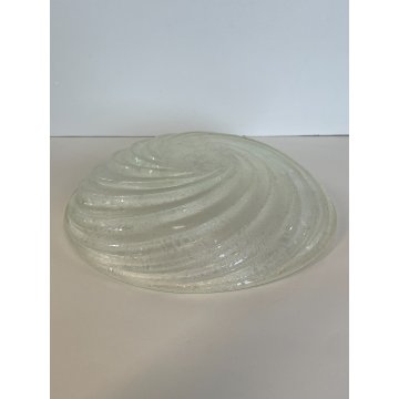 ANTICO VASSOIO CENTROTAVOLA VETRO MURANO ACIDATO STRASPARENTE CONCHIGLIA SPIRALE