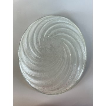 ANTICO VASSOIO CENTROTAVOLA VETRO MURANO ACIDATO STRASPARENTE CONCHIGLIA SPIRALE