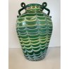 VASO VERDE ACIDATO VETRO SOFFIATO MURANO ERCOLE BAROVIER DESIGN GLASS ANFORA