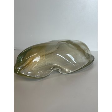 ANTICO SVUOTA TASCHE VETRO MURANO FOGLIA ORO ANNI 4O ITALY CIOTOLA BOWL VINTAGE