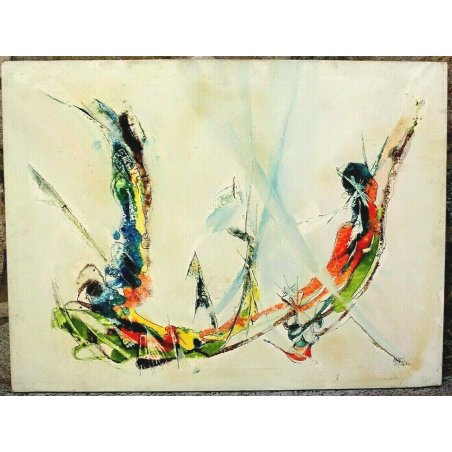 GRANDE QUADRO DIPINTO ASTRATTO Mario Silva 1975 "Levitação" ACRILICO TELA  