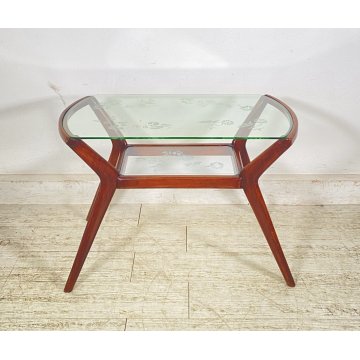 ANTICO TAVOLINO ATTR ICO PARISI LEGNO VETRO ANNI 50 2 RIPIANI DESIGN SMALL TABLE