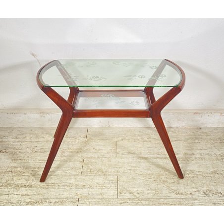 ANTICO TAVOLINO ATTR ICO PARISI LEGNO VETRO ANNI 50 2 RIPIANI DESIGN SMALL TABLE