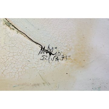 GRANDE QUADRO DIPINTO ASTRATTO Mario Silva 1975 "Levitação" ACRILICO TELA  
