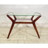 ANTICO TAVOLINO ATTR ICO PARISI LEGNO VETRO ANNI 50 2 RIPIANI DESIGN SMALL TABLE