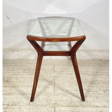 ANTICO TAVOLINO ATTR ICO PARISI LEGNO VETRO ANNI 50 2 RIPIANI DESIGN SMALL TABLE