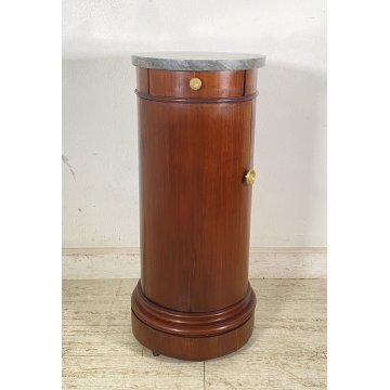ANTICO COMODINO CILINDRO IMPERO DA CENTRO PRIMI 1900 LEGNO MARMO CASSETTO ANTA