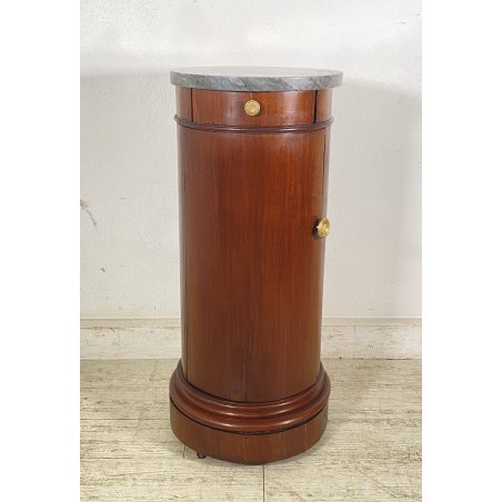 ANTICO COMODINO CILINDRO IMPERO DA CENTRO PRIMI 1900 LEGNO MARMO CASSETTO ANTA
