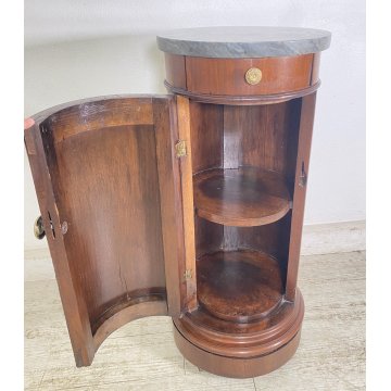 ANTICO COMODINO CILINDRO IMPERO DA CENTRO PRIMI 1900 LEGNO MARMO CASSETTO ANTA