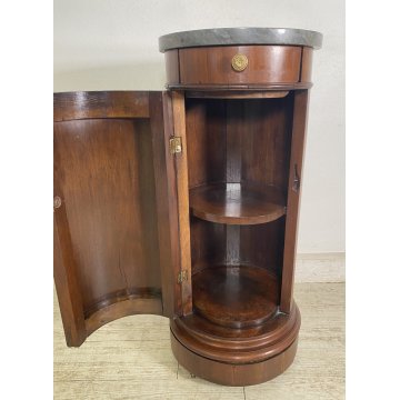ANTICO COMODINO CILINDRO IMPERO DA CENTRO PRIMI 1900 LEGNO MARMO CASSETTO ANTA