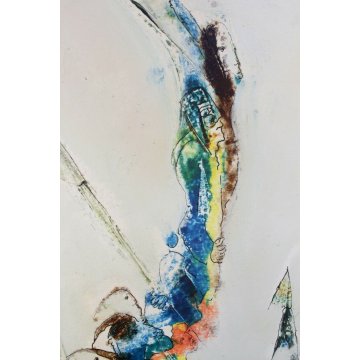 GRANDE QUADRO DIPINTO ASTRATTO Mario Silva 1975 "Levitação" ACRILICO TELA  