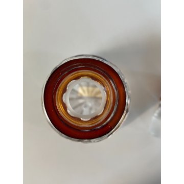 DECANTER CRISTALLO BOEMIA DECORO CUT to CLEAR AMBER VINTAGE BARWARE '900