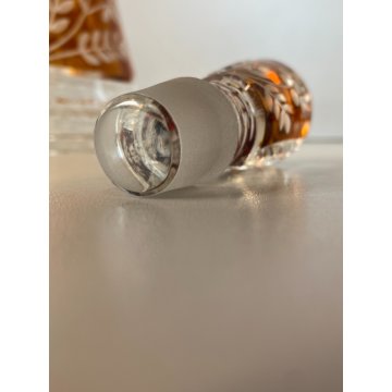 DECANTER CRISTALLO BOEMIA DECORO CUT to CLEAR AMBER VINTAGE BARWARE '900