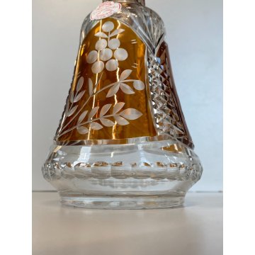 DECANTER CRISTALLO BOEMIA DECORO CUT to CLEAR AMBER VINTAGE BARWARE '900