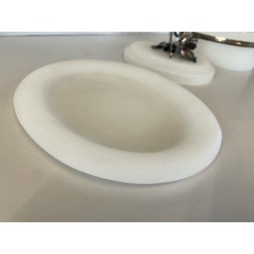 SCATOLA con COPERCHIO VETRO OPALINO PROFILO e DECORO LIBERTY FLOREALE ARGENTATO