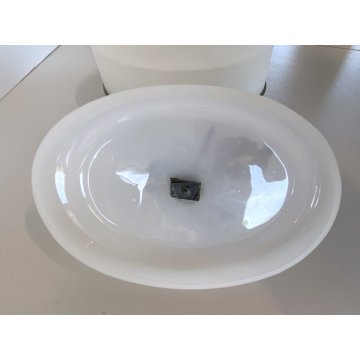 SCATOLA con COPERCHIO VETRO OPALINO PROFILO e DECORO LIBERTY FLOREALE ARGENTATO