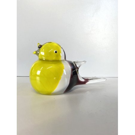 SCULTURA Hutschenreuther GERMANY STATUINA VETRO SOMMERSO UCCELLINO GIALLO BIANCO