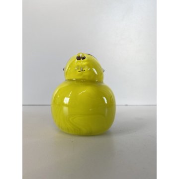 SCULTURA Hutschenreuther GERMANY STATUINA VETRO SOMMERSO UCCELLINO GIALLO BIANCO