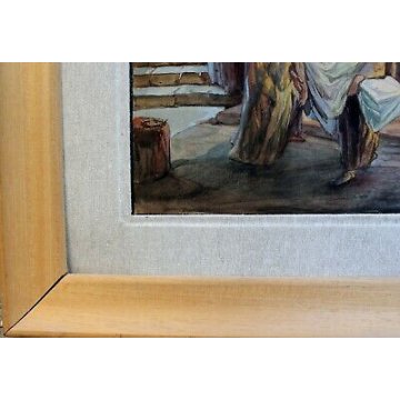 ANTICO QUADRO ACQUERELLO Carlo Bini  GESU SEPOLTURA SANTO SEPOLCRO RELIGIOSO   