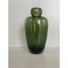 ANTICO VASO BOTTIGLIA VETRO MURANO SOFFIATO VERDE OLIVA PORTA FIORI EPOCA 1940