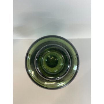 ANTICO VASO BOTTIGLIA VETRO MURANO SOFFIATO VERDE OLIVA PORTA FIORI EPOCA 1940