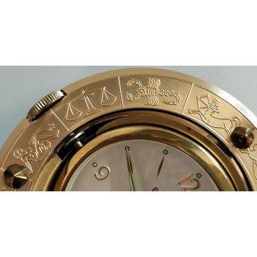 EUROPA orologio tavolo VINTAGE globo ZODIACO sveglia 7 jewels CARICA MANUALE box