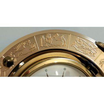EUROPA orologio tavolo VINTAGE globo ZODIACO sveglia 7 jewels CARICA MANUALE box