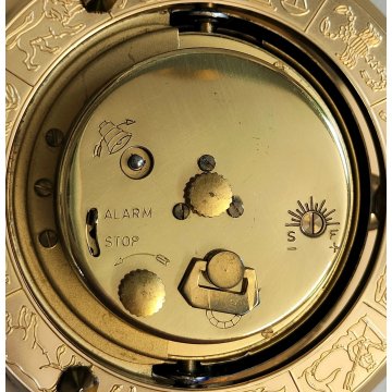 EUROPA orologio tavolo VINTAGE globo ZODIACO sveglia 7 jewels CARICA MANUALE box