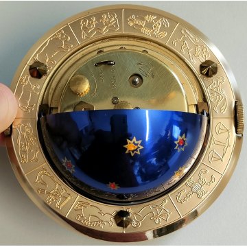 EUROPA orologio tavolo VINTAGE globo ZODIACO sveglia 7 jewels CARICA MANUALE box