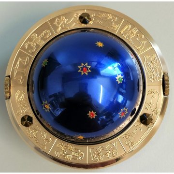 EUROPA orologio tavolo VINTAGE globo ZODIACO sveglia 7 jewels CARICA MANUALE box