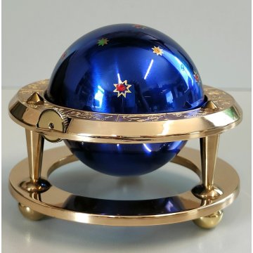 EUROPA orologio tavolo VINTAGE globo ZODIACO sveglia 7 jewels CARICA MANUALE box