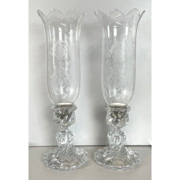 COPPIA PORTA LUMI CRISTALLO BACCARAT CANDELA CANDELABRO FRANCIA CANDLESTICK