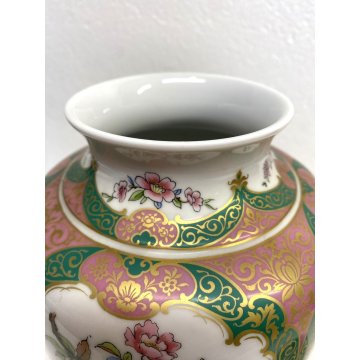 GRANDE VASO COPERCHIO URNA PORCELLANA DECORO POLICROMO