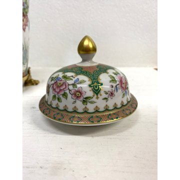 GRANDE VASO COPERCHIO URNA PORCELLANA DECORO POLICROMO