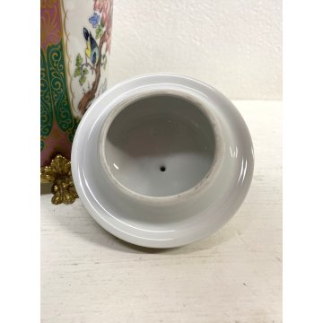 GRANDE VASO COPERCHIO URNA PORCELLANA DECORO POLICROMO