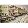 DIPINTO Antonello Zecca ACQUERELLO PAESAGGIO NEVE VECCHIA MILANO S. Cristoforo